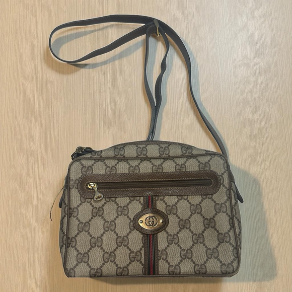 Unisex Gucci Monogram Shoulder Bag Brown/Tan One Size - Picture 1 of 15